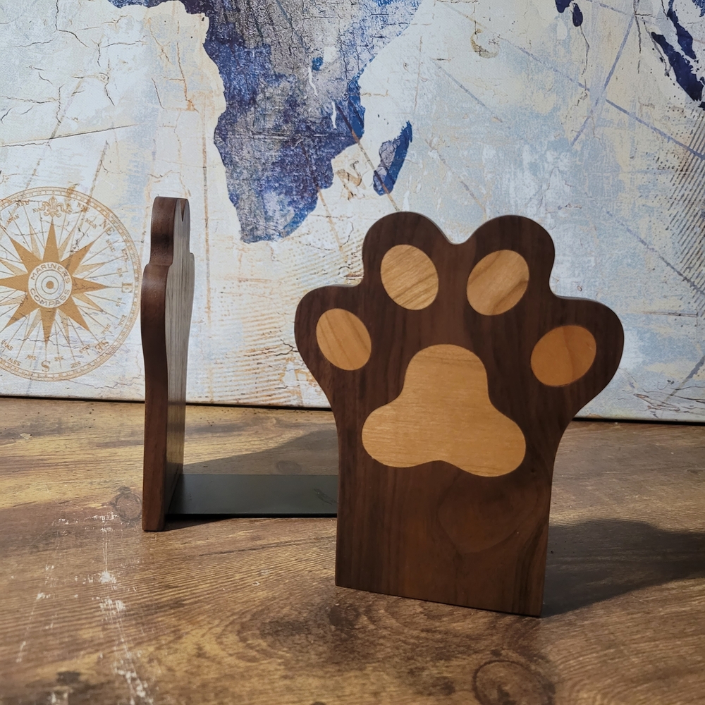Super Cute Wooden Paw Print Bookends